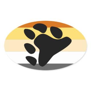 BEAR PRIDE FLAG STRIPES DESIGN OVAL STICKER