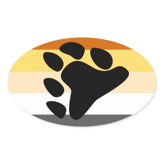 BEAR PRIDE FLAG STRIPES DESIGN OVAL STICKER