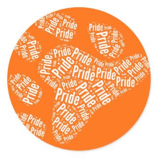 BEAR PRIDE PAW PATTERN WHITE -.png Classic Round Sticker
