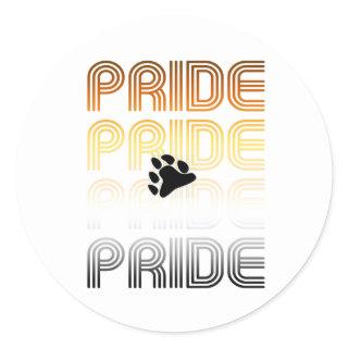 Bear Pride Paw Retro Pattern Design Letters Classic Round Sticker