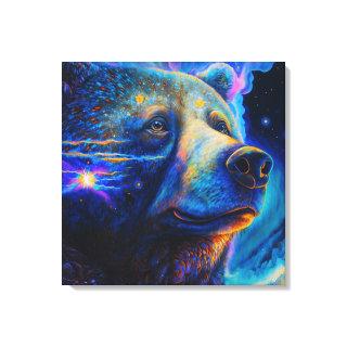 Bear Spirit Animal Neon Symbol of Strength & Power Canvas Print