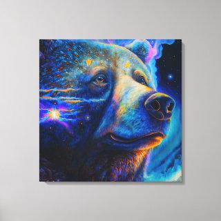 Bear Spirit Animal Neon Symbol of Strength & Power Canvas Print
