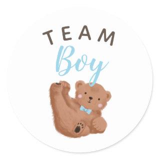 Bear Team Boy Gender Reveal Party Vote  Classic Round Sticker
