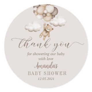 Bear With  Balloons  Thank You Classic Round Sticker