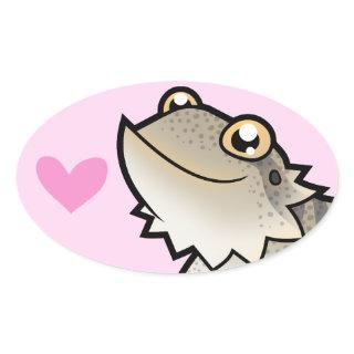 Bearded Dragon / Rankin Dragon Love Oval Sticker