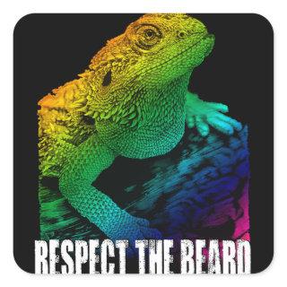 Bearded Dragon Respect The Beard Square Sticker