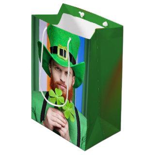 Bearded Irish Man With Four-Leaf Clovers Medium Gift Bag