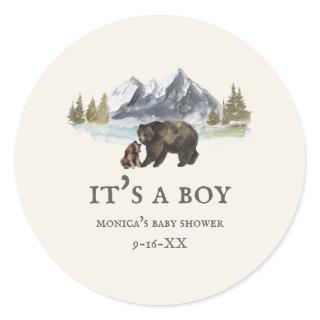 Bears Mountains Baby Shower Classic Round Sticker