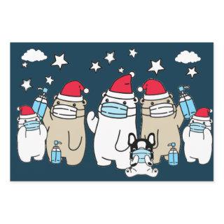 BEARS WEARING MASKS AND SANTA HATS