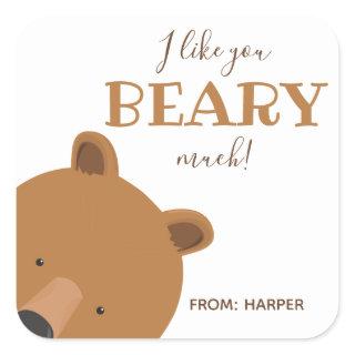 Beary Much Bear Classroom Valentine Square Sticker