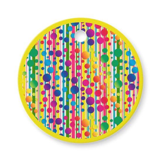 [Beatnik Bubbles] Retro Polka Dot Striped Yellow Favor Tags