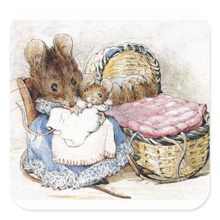Beatrix Potter, Mother Mouse, Hunca Munca, Custom Square Sticker