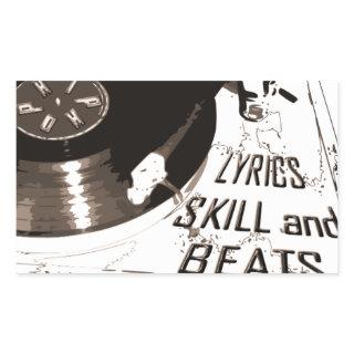 BEATS SKILL LYRICS RECORD PLAYER RECTANGULAR STICKER