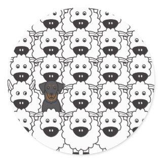 Beauceron in the Sheep Classic Round Sticker