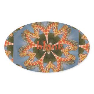 Beautiful amazing African colorful Giraffe blank Oval Sticker