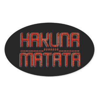 Beautiful Amazing Embossed Red Hakuna Matata Text  Oval Sticker