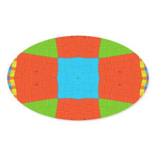 Beautiful amazing European colorful ethnic Vector  Oval Sticker