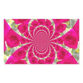 Beautiful Amazing Red Roses Kaleidoscope Pattern Rectangular Sticker