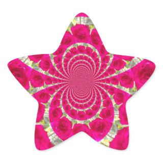 Beautiful Amazing Red Roses Kaleidoscope Pattern Star Sticker