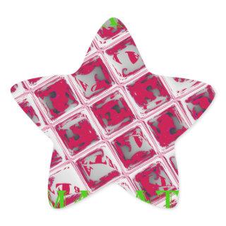 Beautiful Amazing Red Stylish Mirror Image Art  Star Sticker