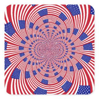 Beautiful Amazing United States Flag Kaleidoscope  Square Sticker