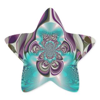Beautiful Angelic Purple and Cyan Abstract Print Star Sticker