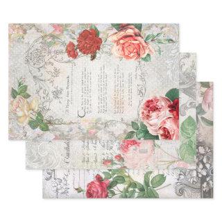 Beautiful Antique Floral Ephemera Decoupage  Sheets