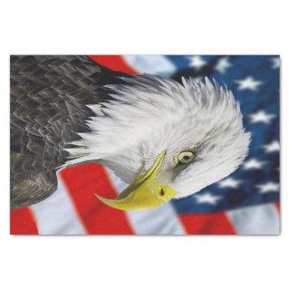 Beautiful Bald Eagle head  and a American flag 1 Tissue Paper