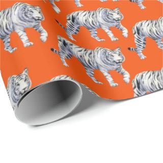 Beautiful Bengal White Tiger Orange Red Pattern