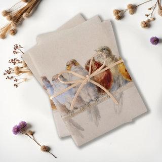 Beautiful Birds Watercolor Perch of Birds  Sheets