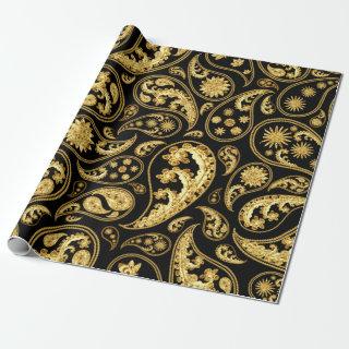 Beautiful Black and Gold Paisley Pattern