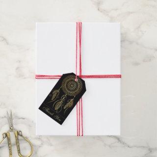 Beautiful Black Gold Dream Catcher Mandala Gift Tags