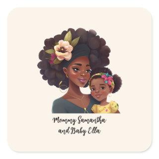 Beautiful Black Mom and Daughter (21) Square Sticker