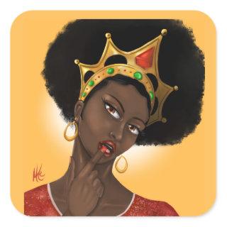 Beautiful Black Queen Square Sticker