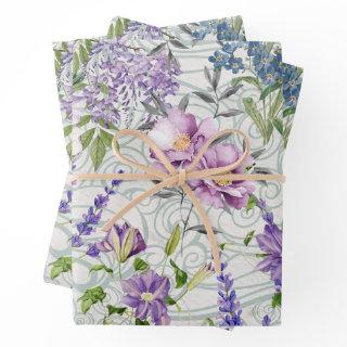 Beautiful Blue and Purple Flowers Nature Botanical  Sheets