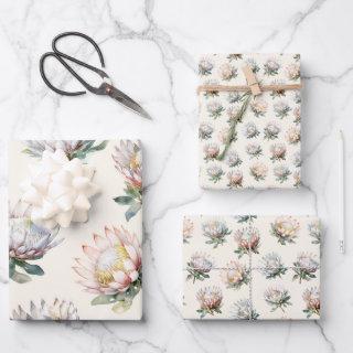 Beautiful blush white king protea flower pattern  sheets