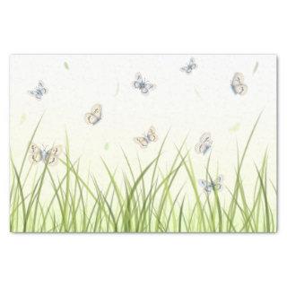 Beautiful Butterflies in Sunlit Grass Ethereal Tissue Paper