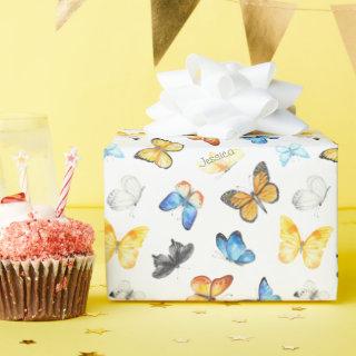 Beautiful Butterfly Pattern with Name Birthday
