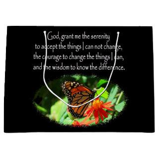 BEAUTIFUL BUTTERFLY PHOTO SERENITY PRAYER DESIGN LARGE GIFT BAG