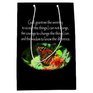 BEAUTIFUL BUTTERFLY PHOTO SERENITY PRAYER DESIGN MEDIUM GIFT BAG