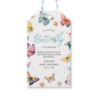 Beautiful Butterfly Watercolor Girl Baby Shower Gift Tags