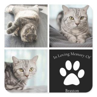 Beautiful Cat Memorial Custom Pet Photo Keepsake Square Sticker