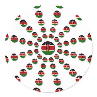 Beautiful Circular Kenyan Flag: A Radial Design Classic Round Sticker