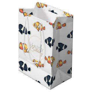 Beautiful Clown Fish Painting Black and Yellow Medium Gift Bag