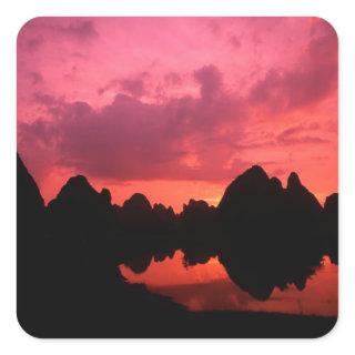 Beautiful color at sunset of limestone mountains square sticker