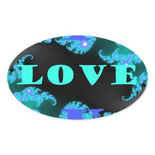 Beautiful colorful Love universe vector design art Oval Sticker