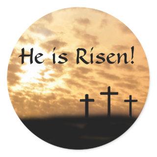 Beautiful Crosses and Sunset He is Risen Stickers
