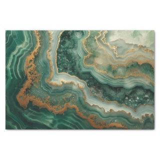 Beautiful crystal geode in green malachite hues tissue paper