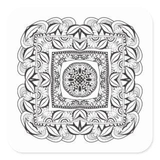 Beautiful Decorative  Square Doodle Square Sticker