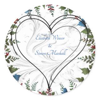 Beautiful,elegant & whimsical wedding themed decor classic round sticker